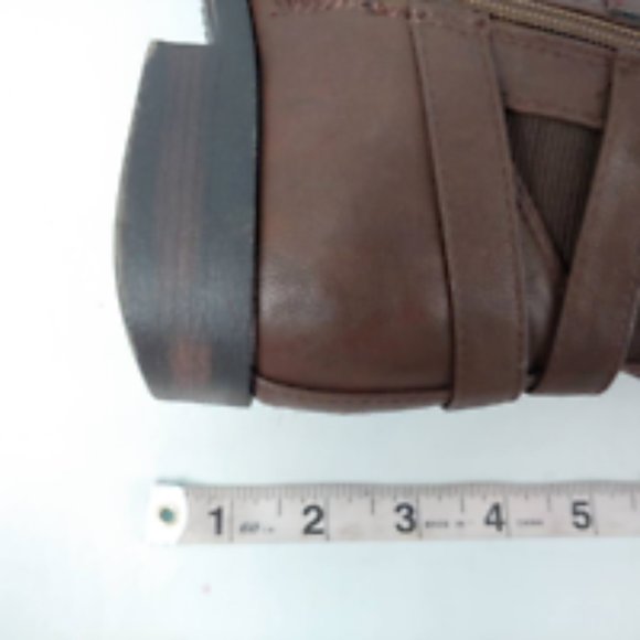 Lane Bryant Womens Riding Boots Brown Knee High Low Heels Side Zip Up Buckle 9 W - Picture 8 of 12